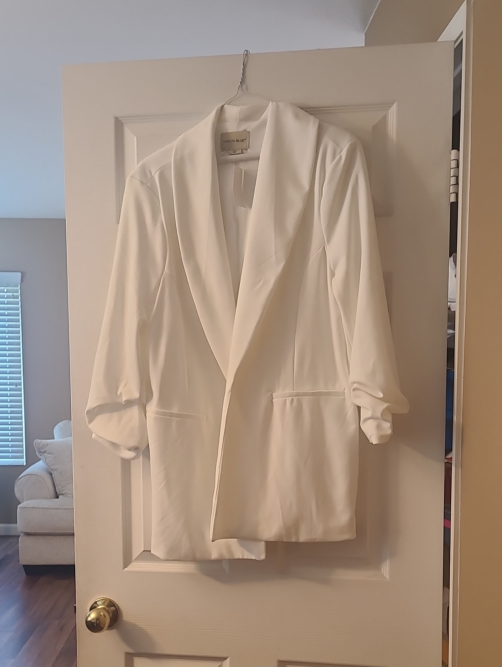 DAKOTA BLUE IVORY Draped Open-Front Blazer Jacket SZ XXL